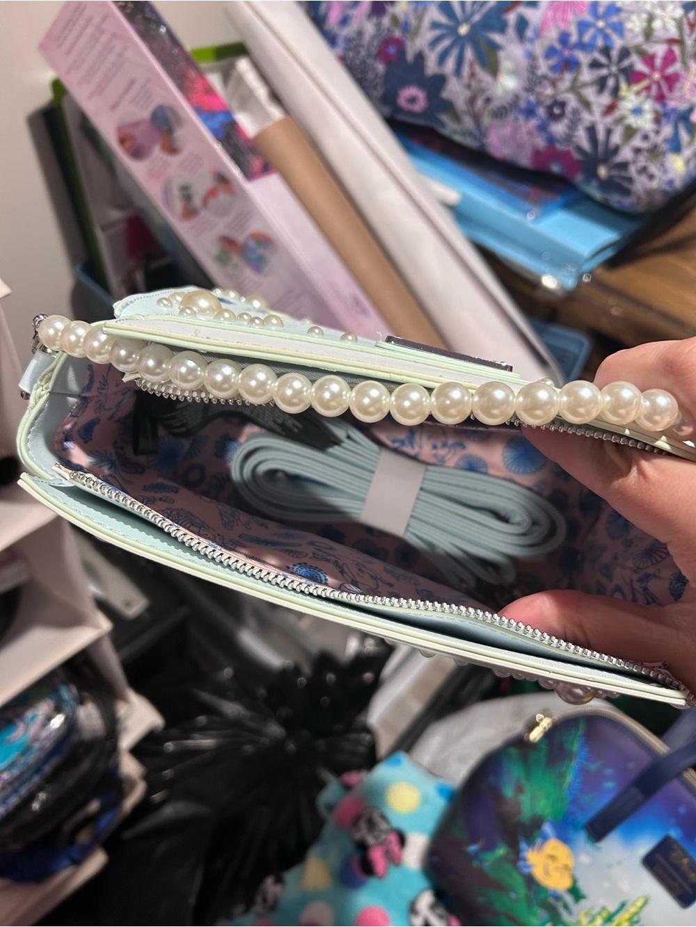 The Little Mermaid Pearl-Handle Crossbody Bag - Light Blue - Picture 3 of 3